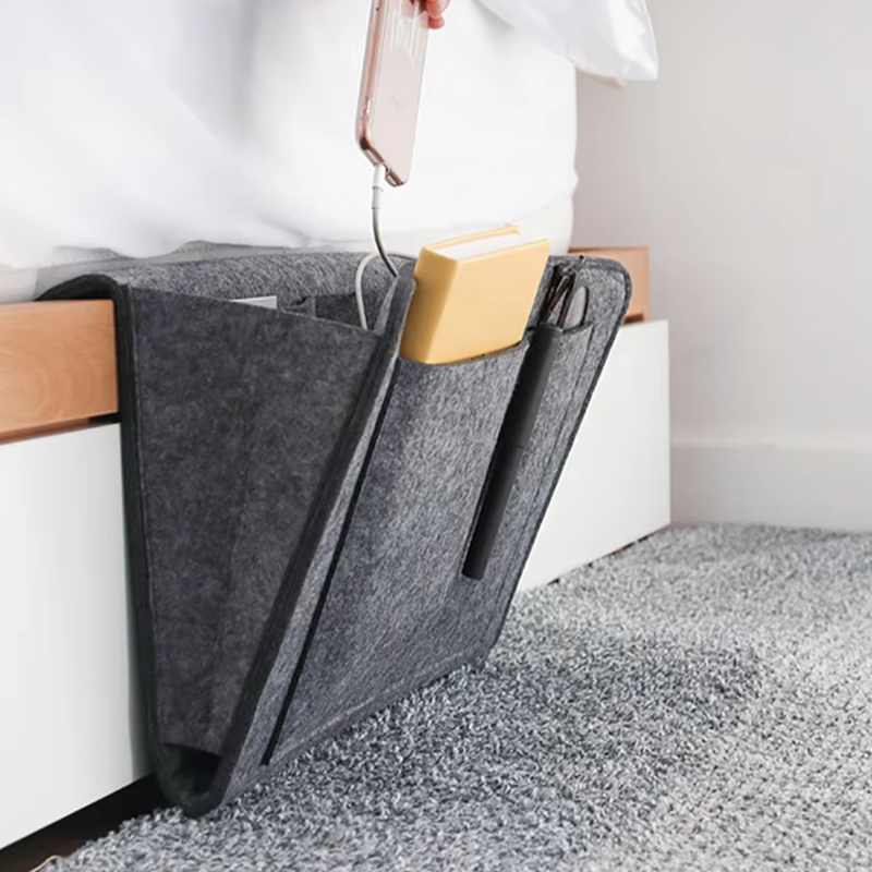 Bolsa organizadora lateral de fieltro para la cama o sofáOrganizadores