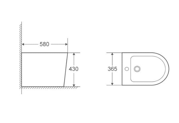 Bidé compacto enrasado a la pared cerámica blanca de baño | 3_BP