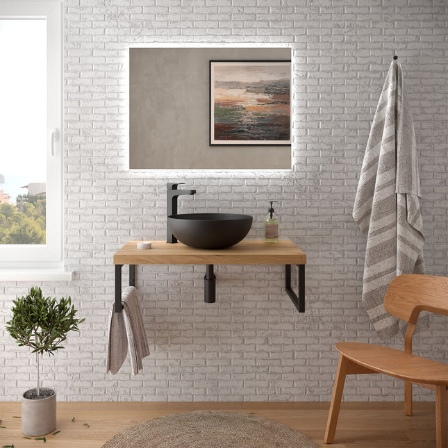 Encimera de baño con lavabo solid surface negro mate | 3_BP