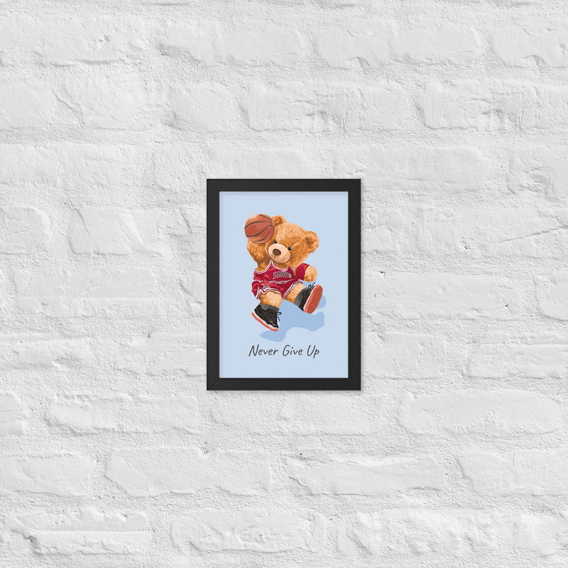 Póster enmarcado osito con frase motivadora para habitación