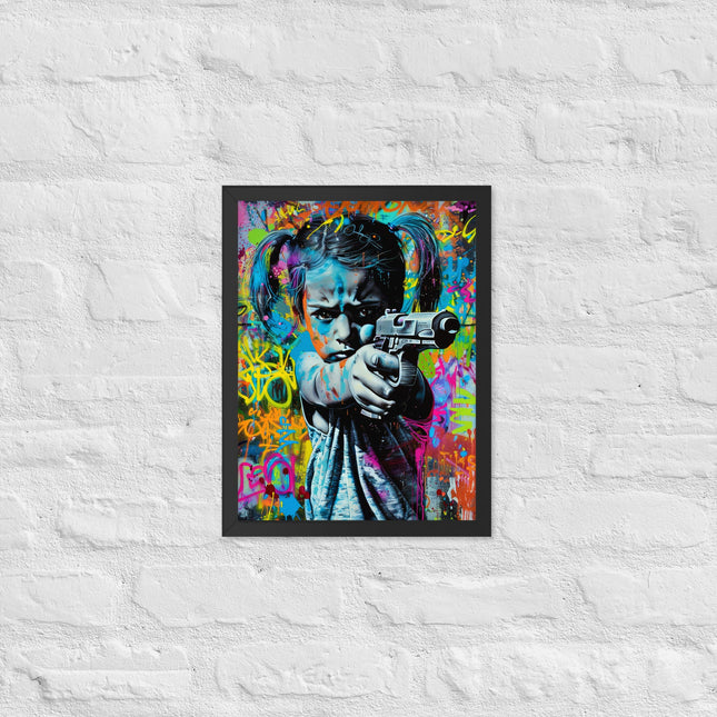 Cuadro decorativo con marco niña enfadada