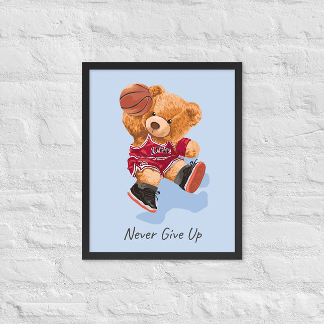 Póster enmarcado osito con frase motivadora para habitación
