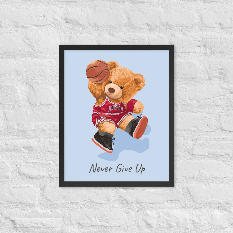 Póster enmarcado osito con frase motivadora para habitación