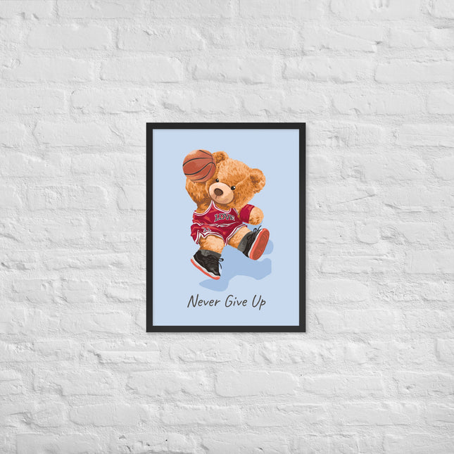 Póster enmarcado osito con frase motivadora para habitación