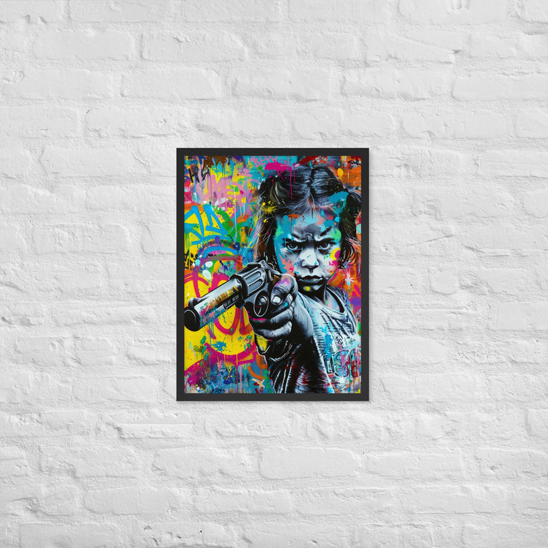 Cuadro decorativo con marco niña enfadada 2