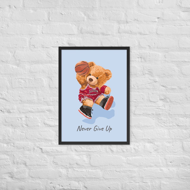 Póster enmarcado osito con frase motivadora para habitación