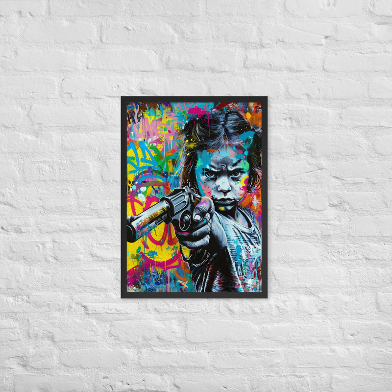 Cuadro decorativo con marco niña enfadada 2