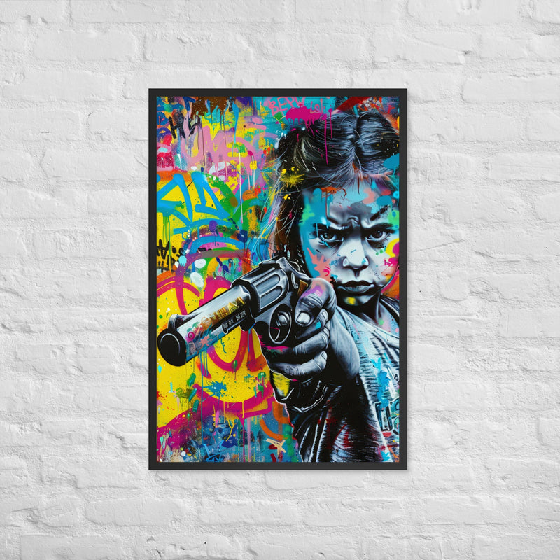 Cuadro decorativo con marco niña enfadada 2