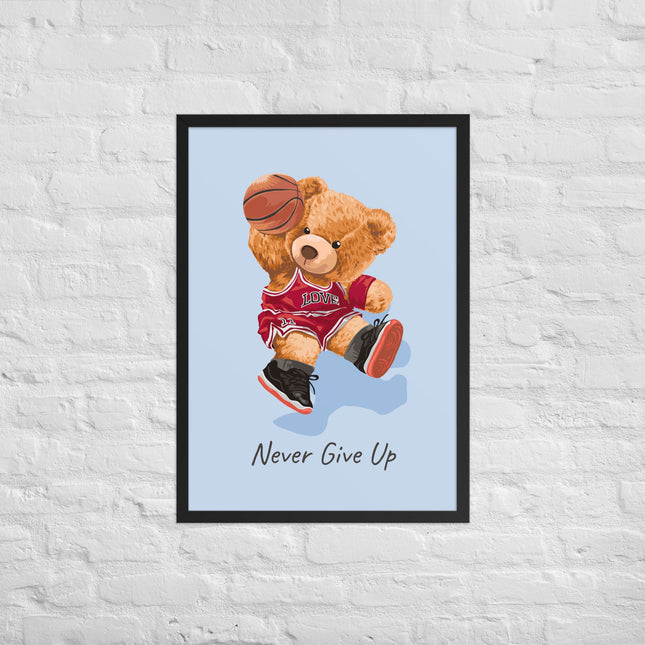 Póster enmarcado osito con frase motivadora para habitación