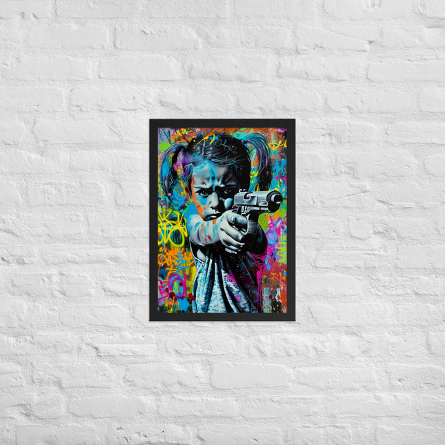 Cuadro decorativo con marco niña enfadada