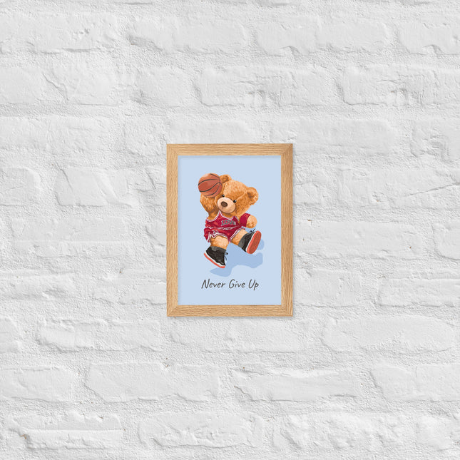 Póster enmarcado osito con frase motivadora para habitación