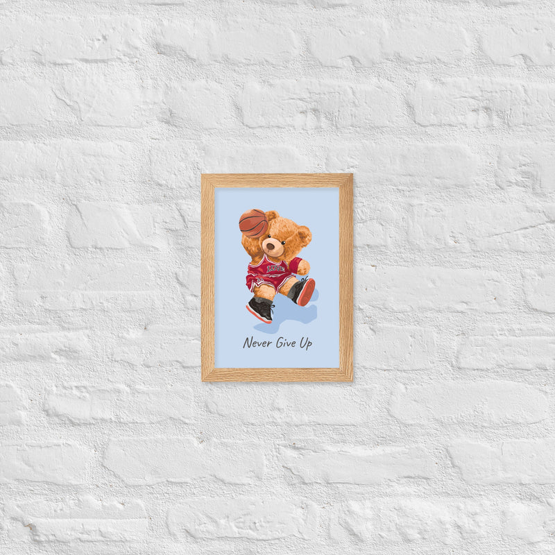 Póster enmarcado osito con frase motivadora para habitación