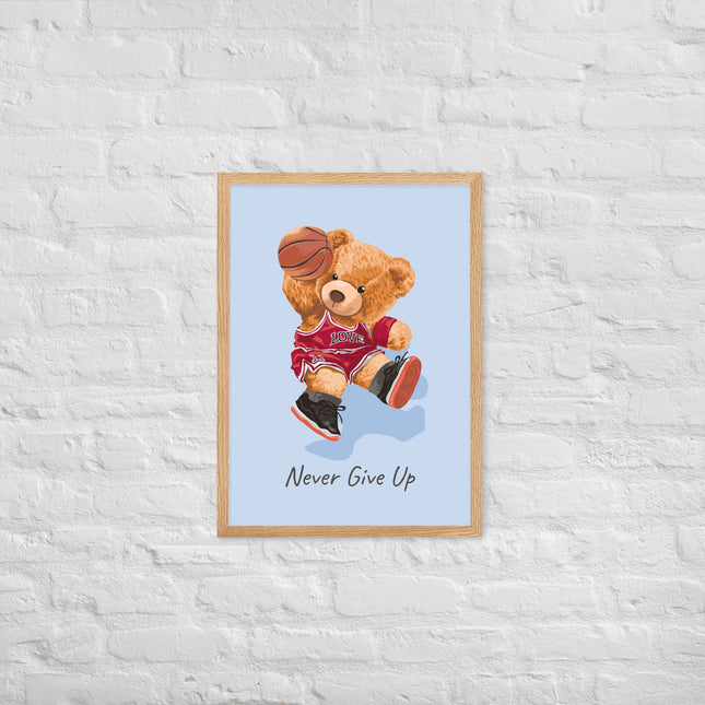 Póster enmarcado osito con frase motivadora para habitación