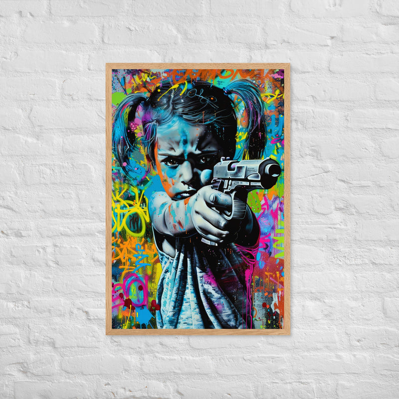 Cuadro decorativo con marco niña enfadada