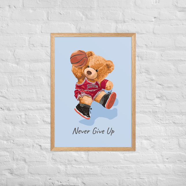 Póster enmarcado osito con frase motivadora para habitación