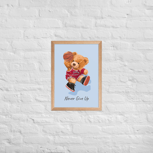 Póster enmarcado osito con frase motivadora para habitación