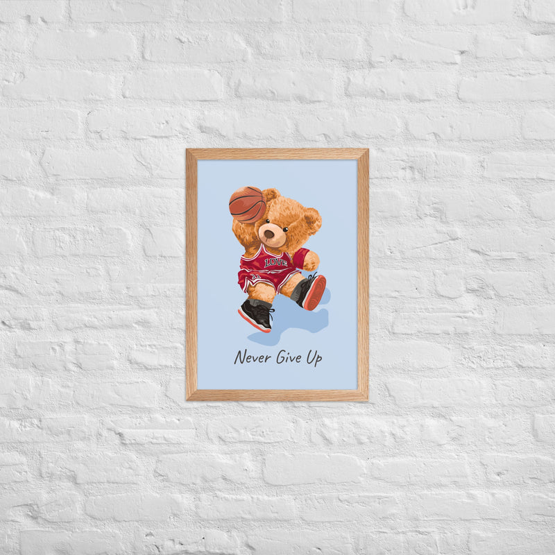 Póster enmarcado osito con frase motivadora para habitación