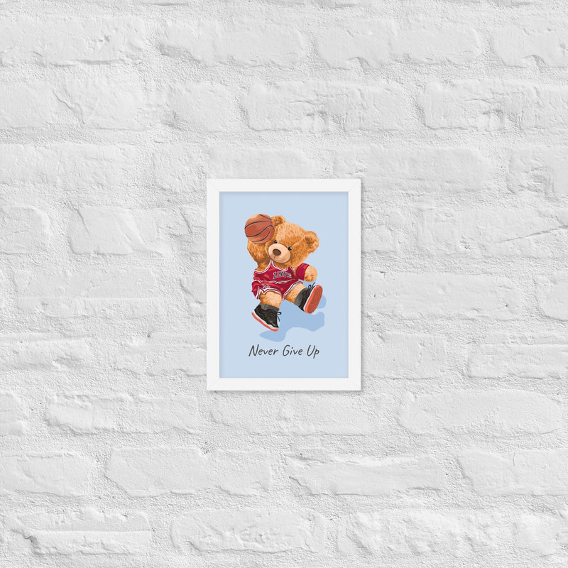 Póster enmarcado osito con frase motivadora para habitación