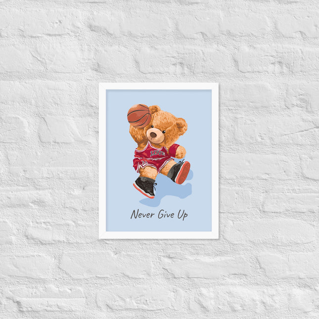 Póster enmarcado osito con frase motivadora para habitación