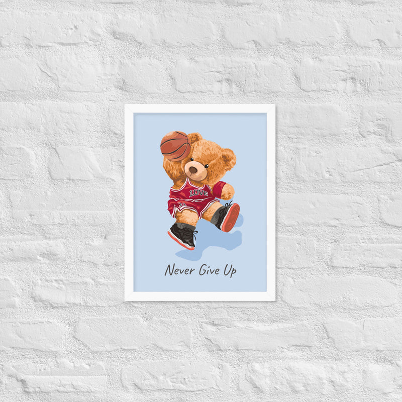 Póster enmarcado osito con frase motivadora para habitación