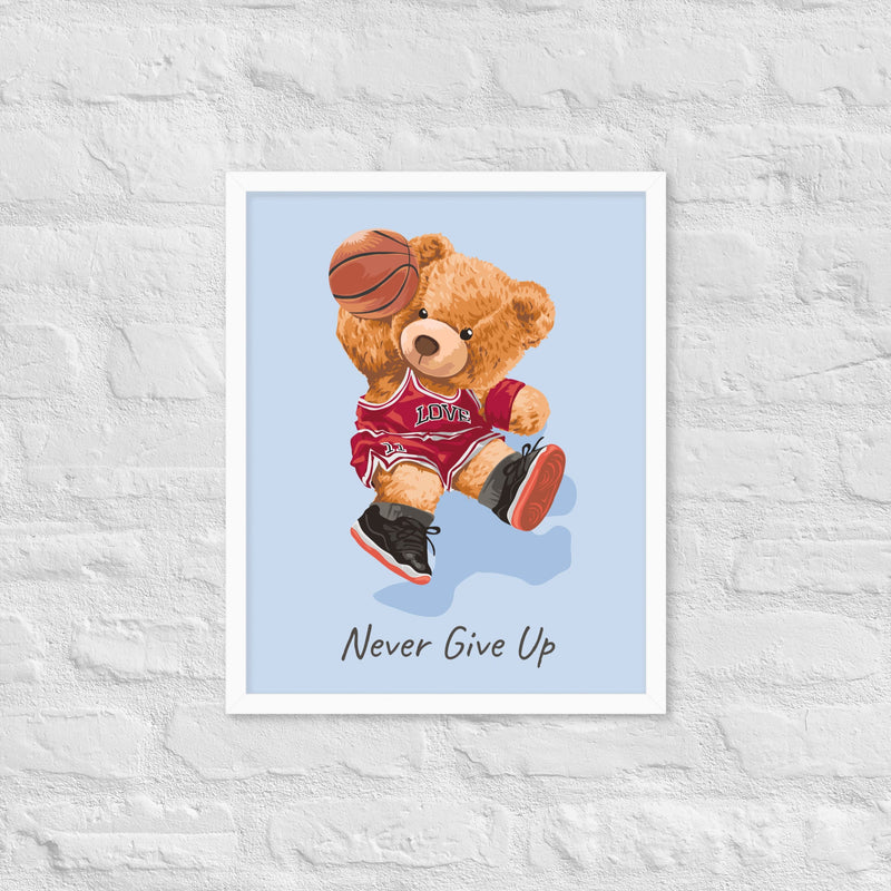 Póster enmarcado osito con frase motivadora para habitación