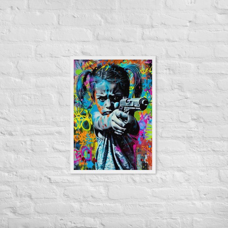 Cuadro decorativo con marco niña enfadada