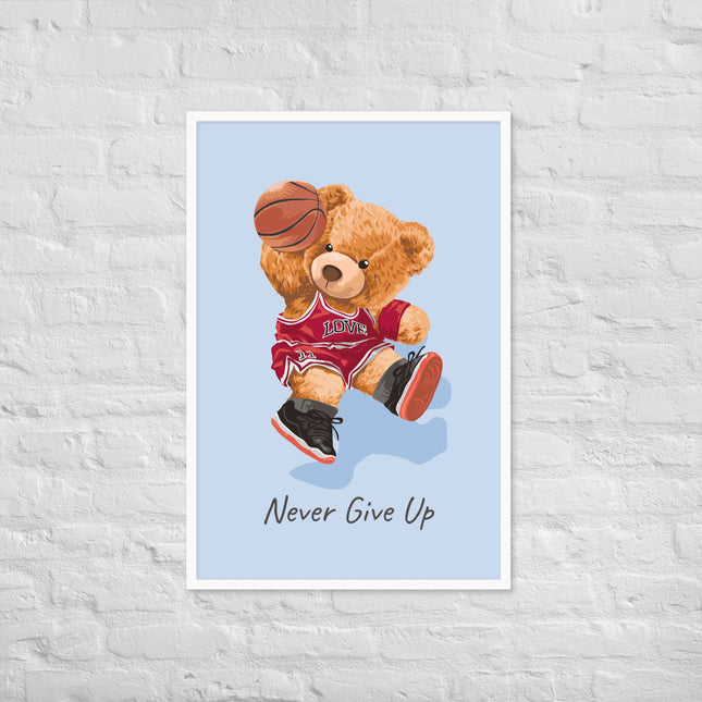 Póster enmarcado osito con frase motivadora para habitación