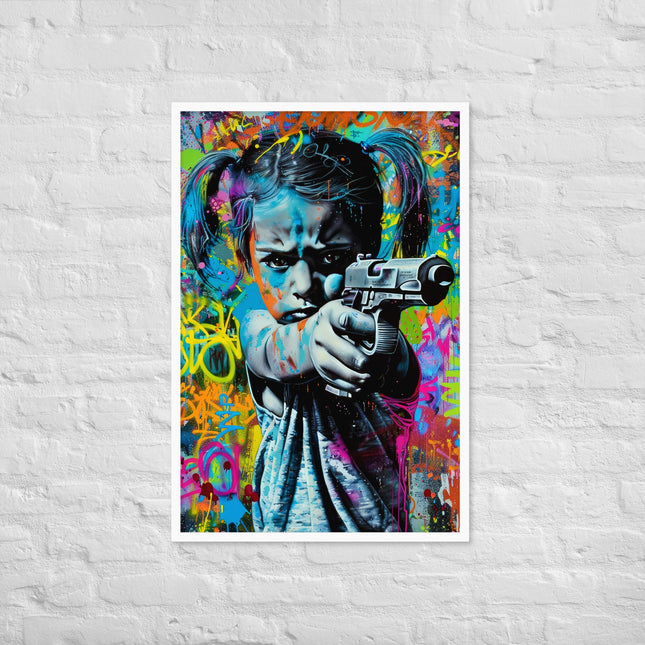 Cuadro decorativo con marco niña enfadada