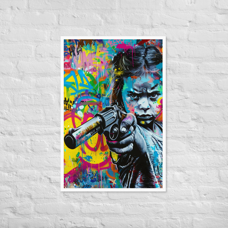 Cuadro decorativo con marco niña enfadada 2