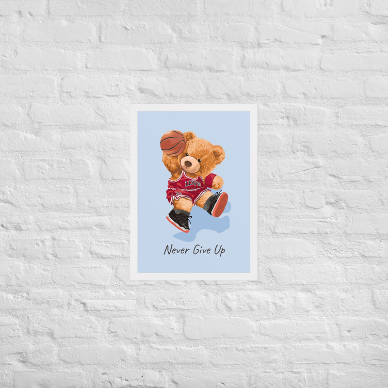 Póster enmarcado osito con frase motivadora para habitación