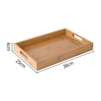 Plateau rectangulaire en bois de bambou avec poignées décoratives de tailles combinables