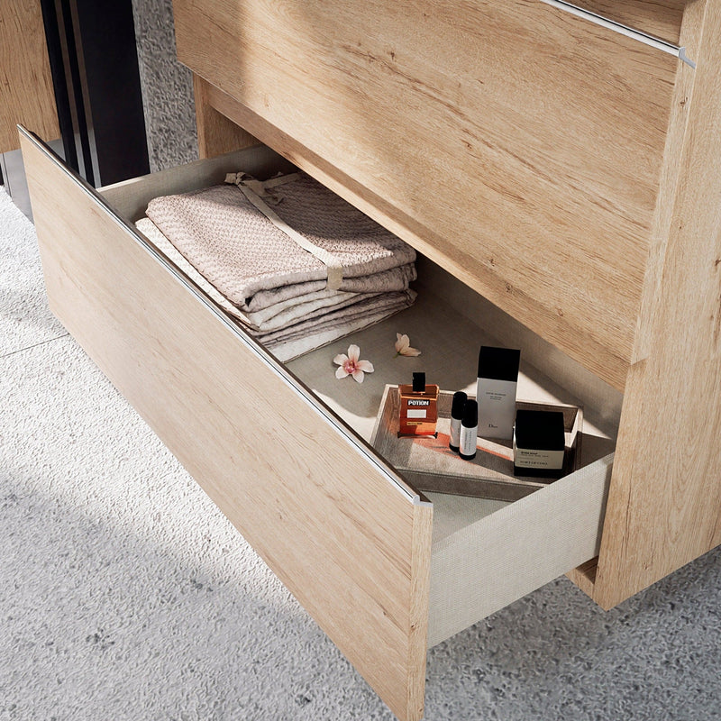 Mueble de baño sin lavabo en tono bambú con dos cajones | 3_BP