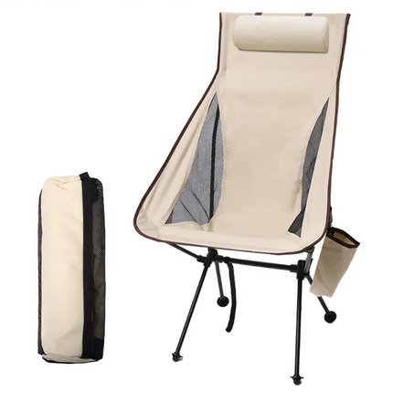 Portable folding chair with headrest