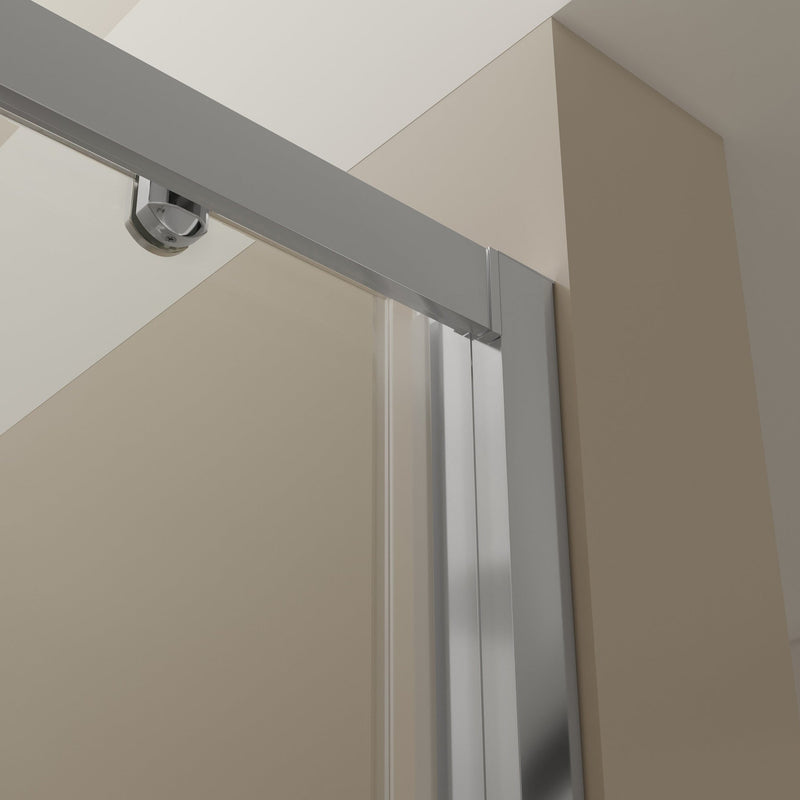 Mampara de ducha con fijo y corredera cromado transparente | 3_BP