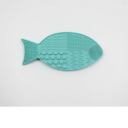 Tapis d'alimentation à surface texturée en forme de poisson pour soulager l'anxiété des animaux de compagnie