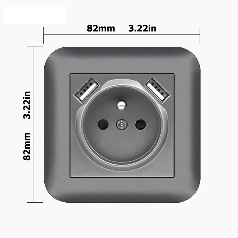 Enchufe FR de carga USB A y C con panel de PC ignífugo y garra de hierro Serie A2 , adecuado para caja redondaEnchufes