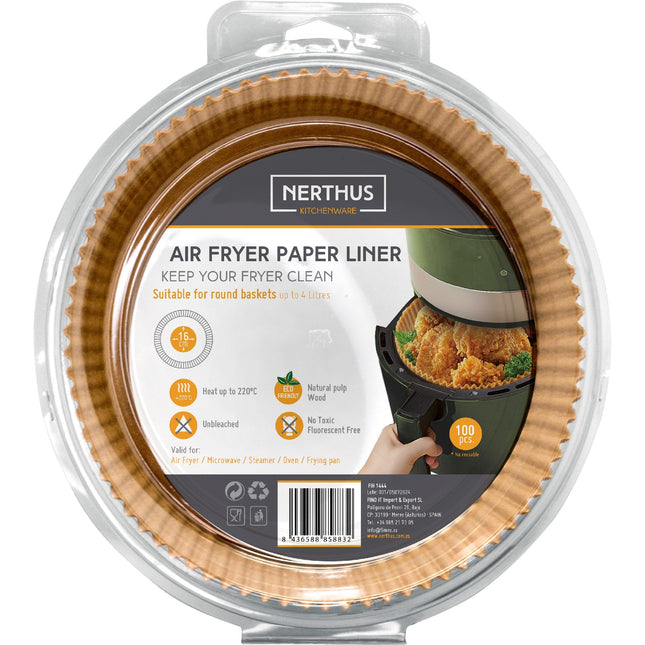 Bandeja de Papel Redonda para Freidora de Aire - 16 x 16 cm - 100 piezas