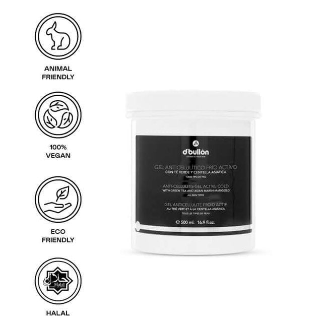 Gel anticelulítico frío con té verde para piernas y abdomen