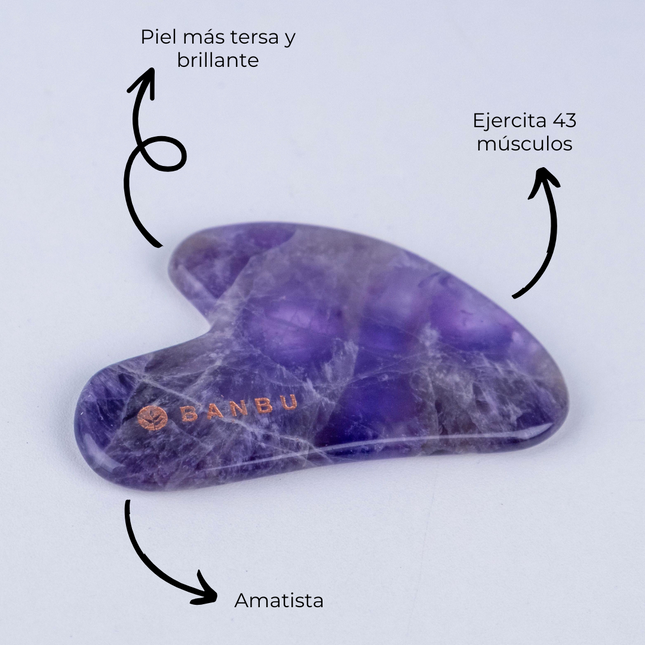 Gua sha de amatista para yoga facial y piel radiante