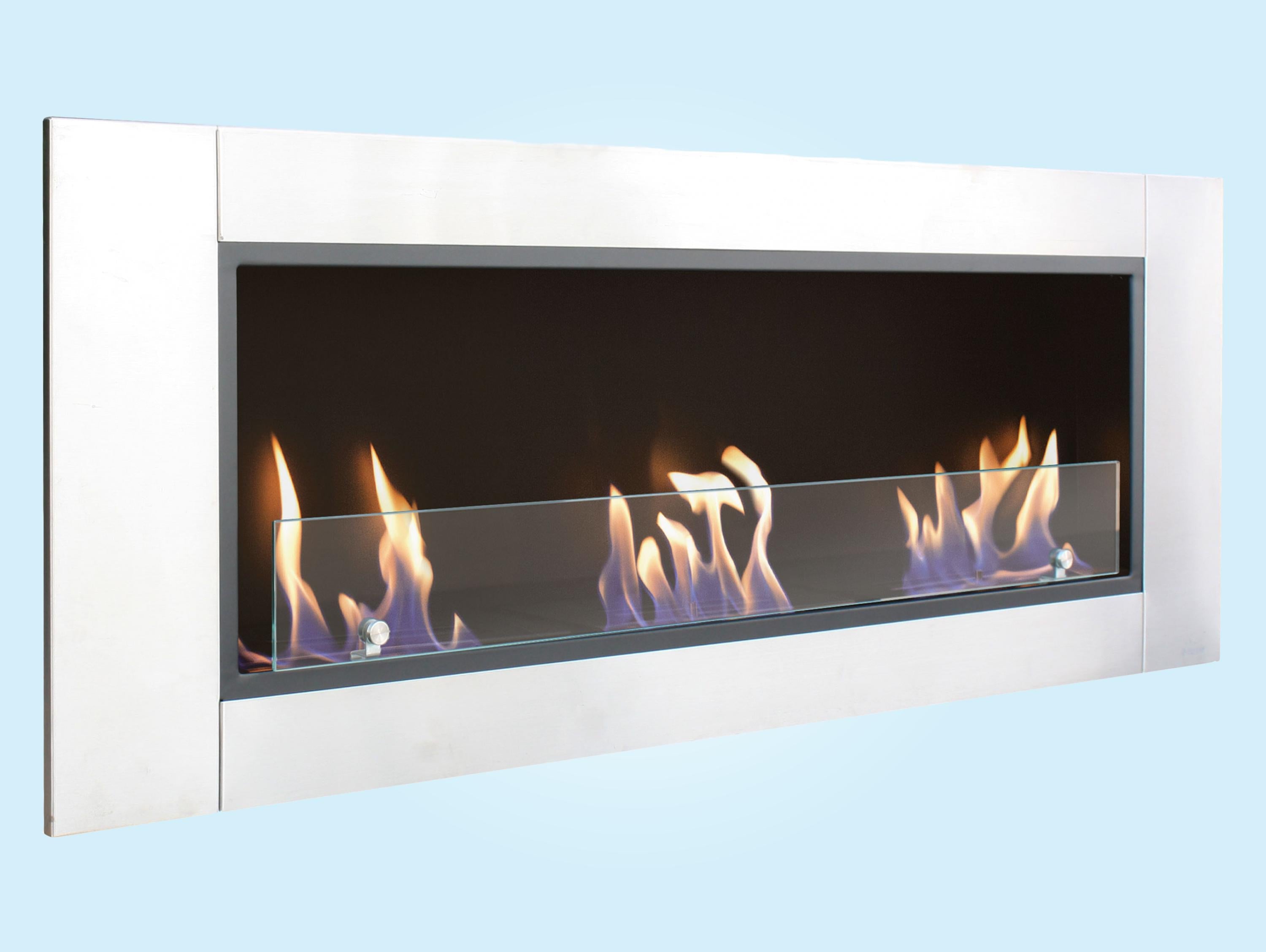 Built-in floor-standing ethanol fireplace with 3 burners