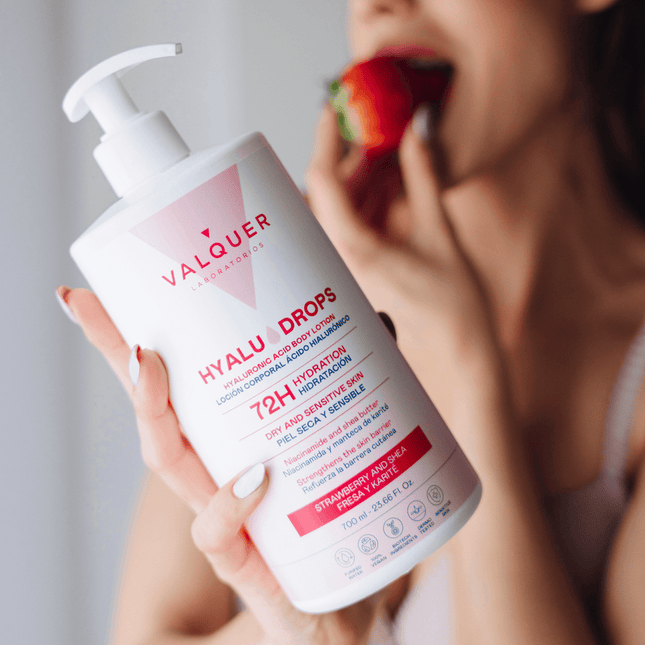 Loción corporal fresa y karité hidratación duradera 72h