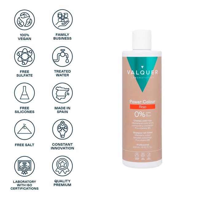 Champú color rojo sin siliconas para cabello teñido | vegano