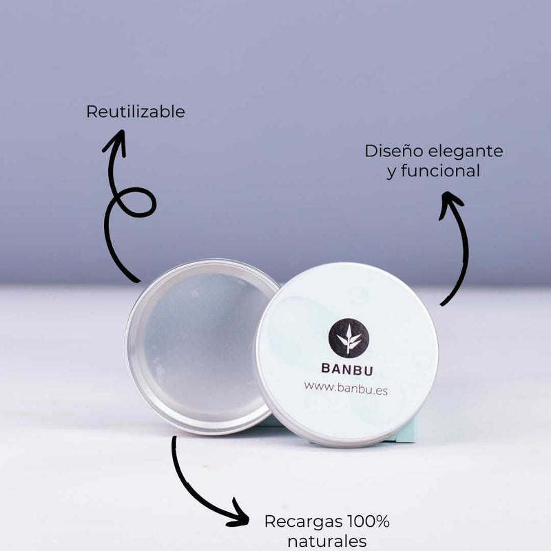 Lata de aluminio reutilizable para cosmética sólida