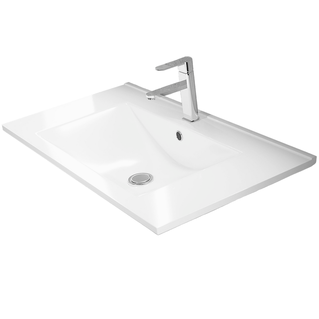 Mueble de baño con lavabo bambú suspendido 2 cajones | 3_BP