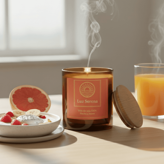 Vela aromática energizante para despertar energía positiva