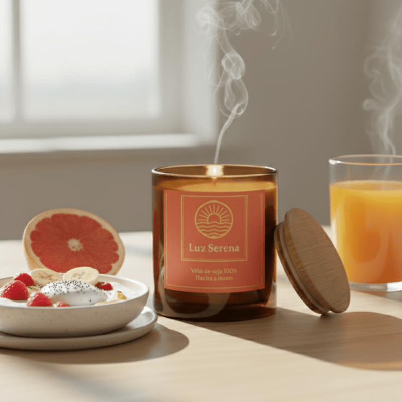 Vela aromática energizante para despertar energía positiva