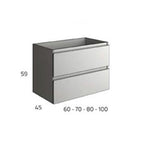 Mueble de baño con lavabo bambú suspendido 2 cajones | 3_BP