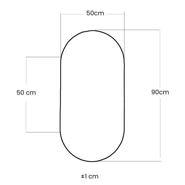 Espejo ovalado canto pulido 50x90 cm para baño moderno | 3_BP