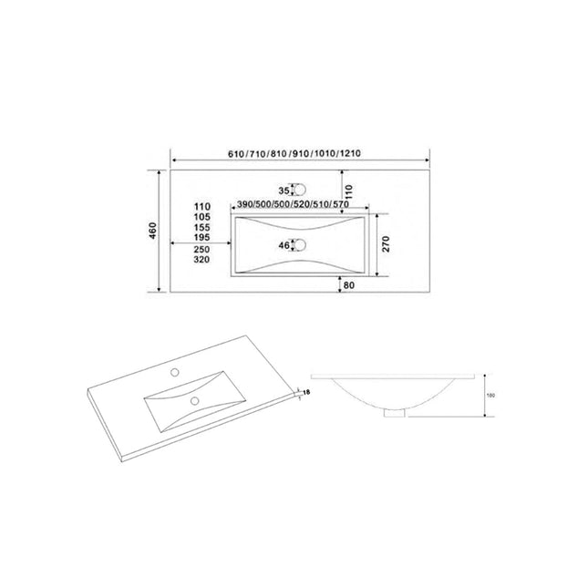 Mueble de baño 3 cajones acabado blanco brillo con patas | 3_BP