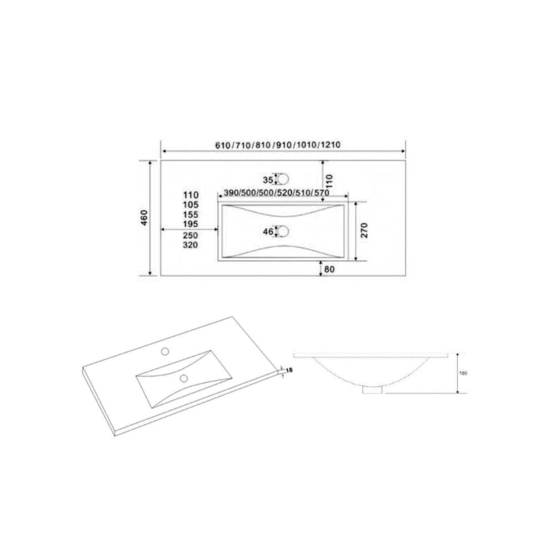 Mueble de baño con lavabo 3 cajones | blanco brillo | 3_BP